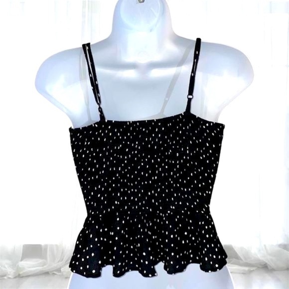 Patrons Of Peace Black Top Women Small White Polkadots Keyhole Adjustable Strap - Picture 3 of 4